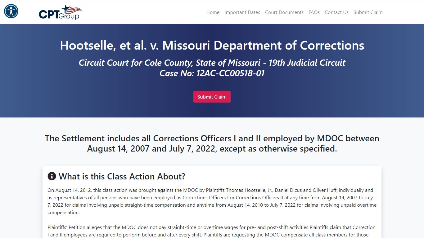 Home Page - Hootselle, et al. v. Missouri Department of Corrections